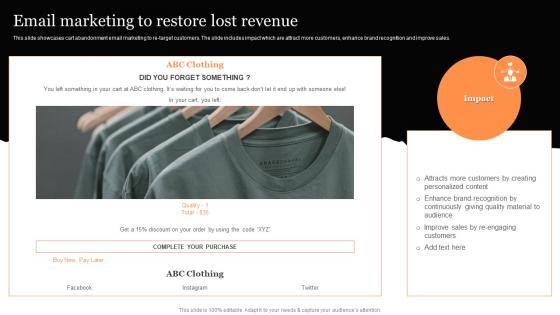 Email Marketing To Restore Lost Revenue Clothing Retail Ecommerce Business Plan
