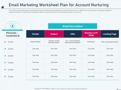 Email marketing worksheet plan for account nurturing account based marketing