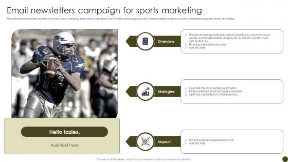 Email Newsletters Campaign For Tactics To Effectively Promote Sports Events Strategy SS V