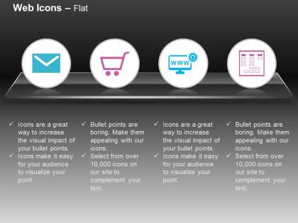 Email shopping cart web settings hosting ppt icons graphics
