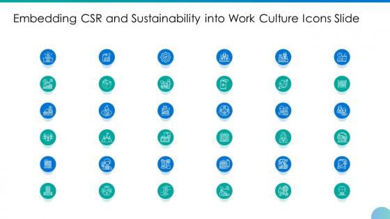 Embedding csr and sustainability into work culture icons slide