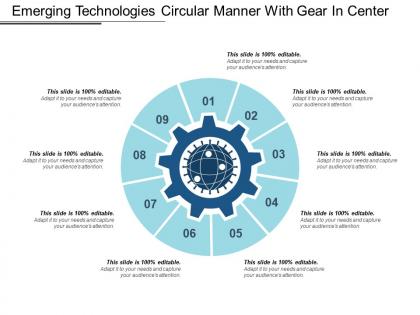 Emerging technologies circular manner with gear in center