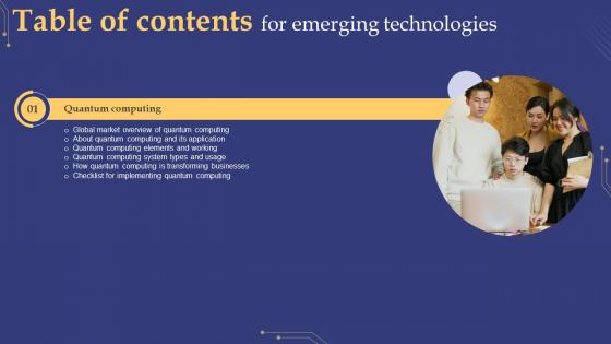 Emerging Technologies Table Of Contents Ppt Powerpoint Presentation Infographics Display