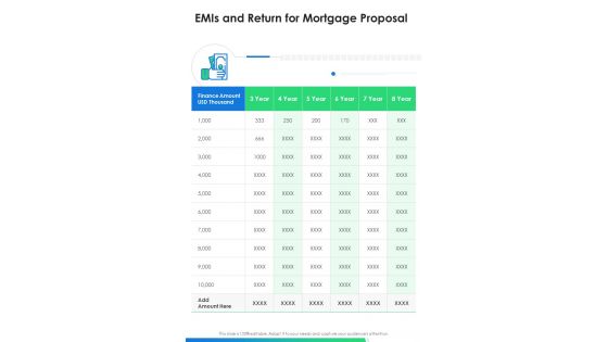 Emis And Return For Mortgage Proposal One Pager Sample Example Document