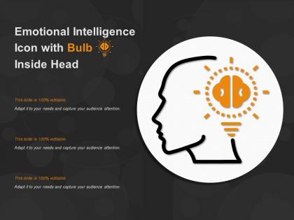 Emotional intelligence icon with bulb inside head