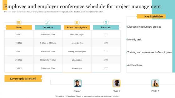 Employee And Employer Conference Schedule For Project Management