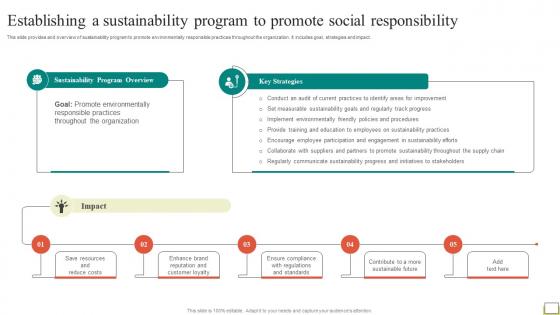 Employee And Workplace Establishing A Sustainability Program To Promote Social Strategy SS V