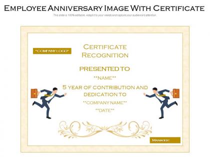 Employee anniversary image with certificate