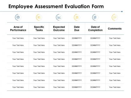 Employee assessment evaluation form area of performance ppt powerpoint presentation ideas outfit