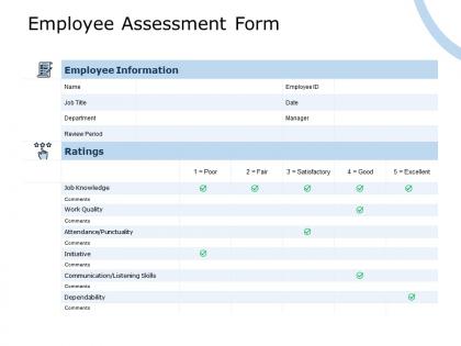 Employee assessment form comments ppt powerpoint presentation styles smartart