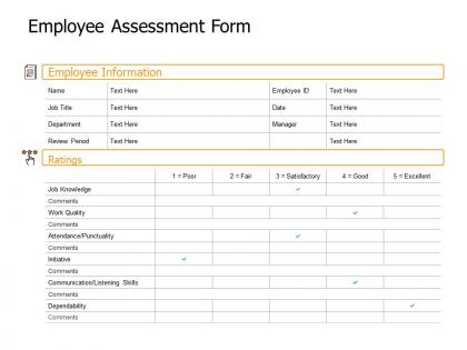 Employee assessment form job knowledge ppt powerpoint presentation sample