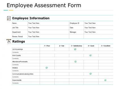 Employee assessment form work quality knowledge ppt powerpoint presentation styles objects