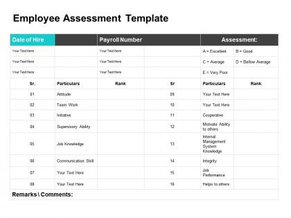 Employee assessment template ppt powerpoint presentation summary