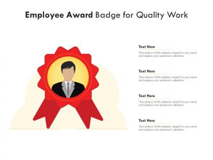 Employee award badge for quality work infographic template