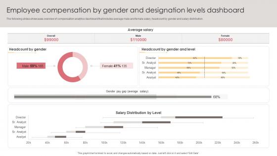 Employee Compensation By Gender And Designation Levels Dashboard