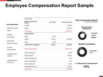 Employee compensation report sample breakdown powerpoint presentation example