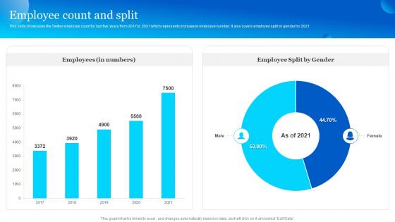 Employee Count And Split Twitter Company Profile Ppt Powerpoint Presentation File Styles