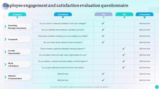 Employee Engagement And Satisfaction Evaluation Strategies To Improve Workforce