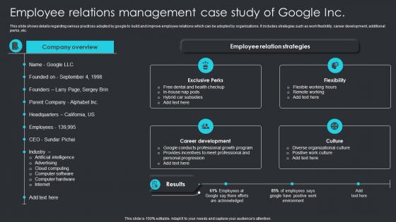 Employee Engagement Plan To Increase Staff Employee Relations Management Case Study Of Google Inc
