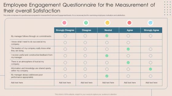 Employee Engagement Questionnaire For The Measurement Of Their Overall Satisfaction