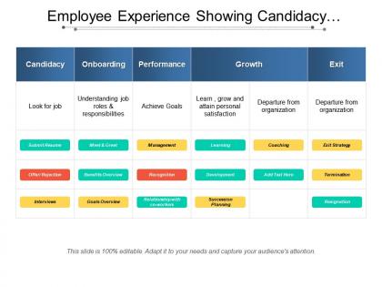 Employee experience showing candidacy onboarding performance and growth