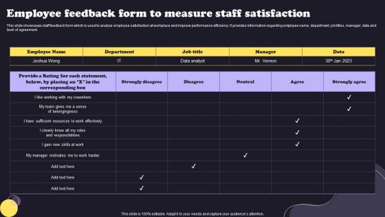 Employee Feedback Form To Measure Staff Satisfaction