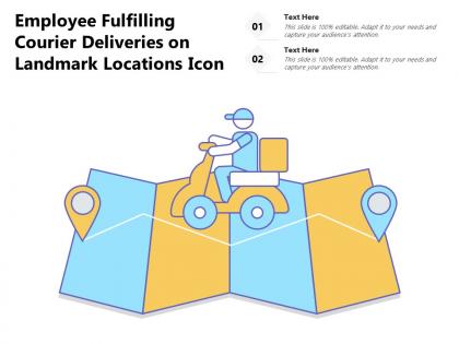 Employee fulfilling courier deliveries on landmark locations icon