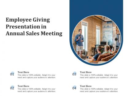 Employee giving presentation in annual sales meeting