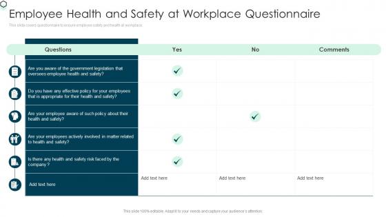 Employee Health And Safety At Workplace Questionnaire
