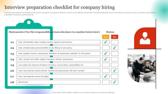 Employee Hiring For Selecting Interview Preparation Checklist For Company Hiring