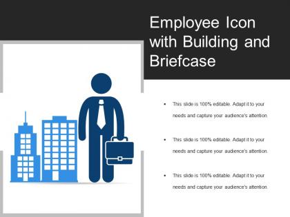 Employee icon with building and briefcase