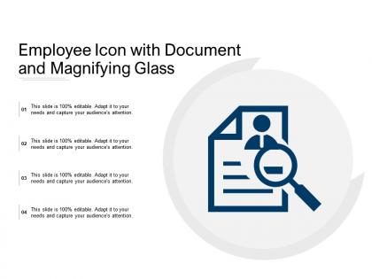 Employee icon with document and magnifying glass