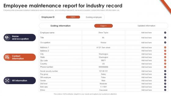 Employee Maintenance Report For Industry Record