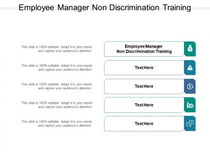 Employee manager non discrimination training ppt powerpoint presentation pictures slides cpb