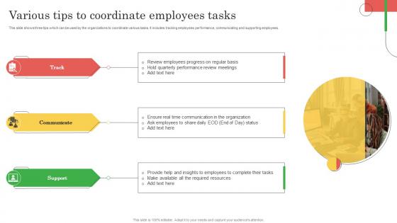 Employee Marketing To Promote Various Tips To Coordinate Employees Tasks MKT SS V