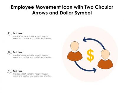 Employee movement icon with two circular arrows and dollar symbol