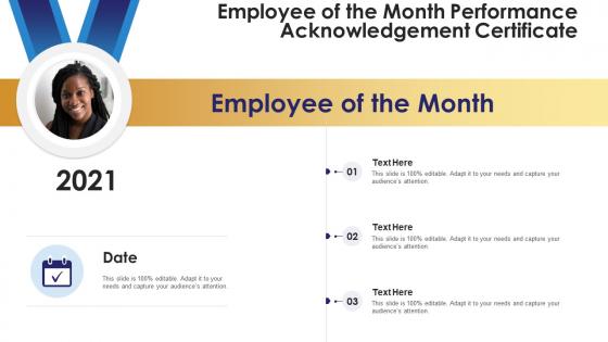 Employee of the month performance acknowledgement certificate infographic template