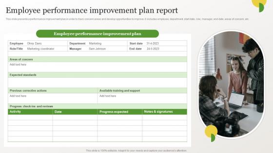 Employee Performance Improvement Plan Report Identifying Gaps In Workplace