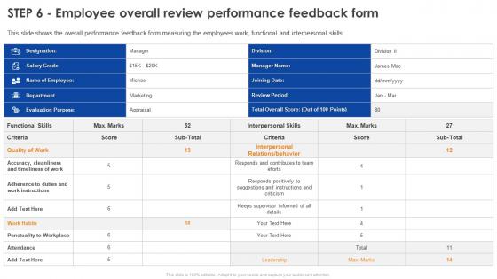 Employee Performance Review Process Step 6 Employee Overall Review Performance Feedback Form