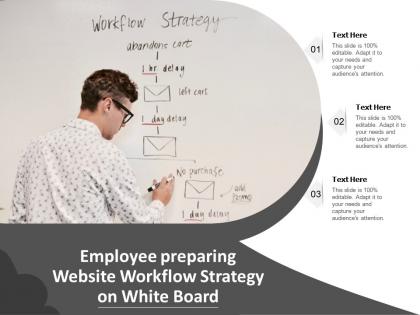 Employee preparing website workflow strategy on white board