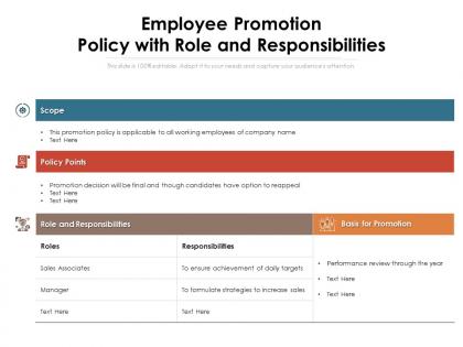 Employee promotion policy with role and responsibilities