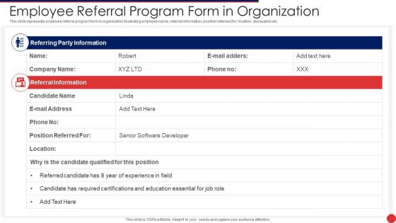 Employee Referral Program Form In Organization