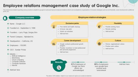 Employee Relations Management Case Study Of Google Inc Employee Relations Management To Develop Positive