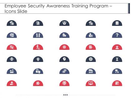 Employee security awareness training program icons slide ppt grid
