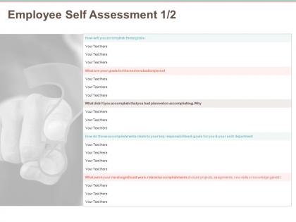 Employee self assessment accomplishing ppt powerpoint presentation infographics show