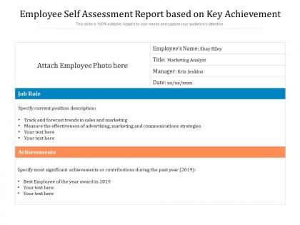 Employee self assessment report based on key achievement