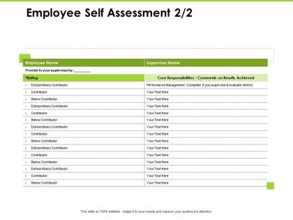Employee self assessment results achieved ppt powerpoint presentation icon inspiration