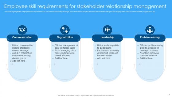 Employee Skill Requirements For Stakeholder Relationship Management