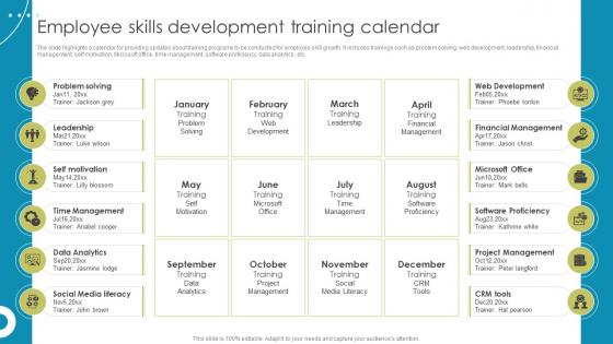 Employee Skills Development Training Calendar Enhancing Workplace Culture With EVP