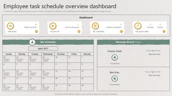 Employee Task Schedule Overview Dashboard